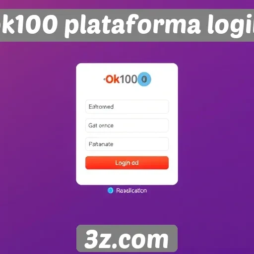 Avaliação da interface de usuário da ok100 plataforma login